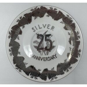 Vintage NORCREST Fine China 25th‎ Anniversary Saucer Silver